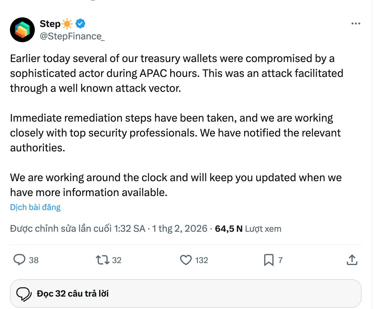 Step Finance thông báo bị tấn công mạng